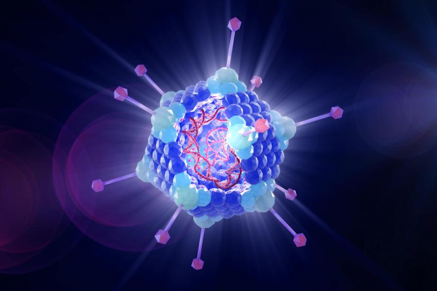 A close-up of a molecule graphic.