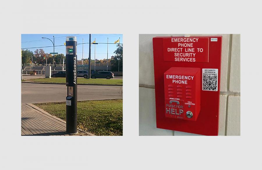 Blue and red emergency phones