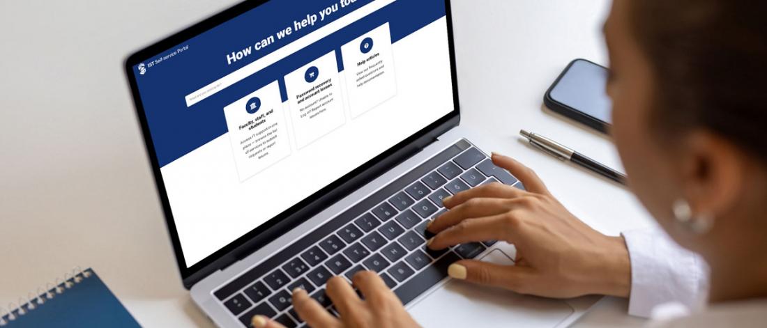 laptop screen display with the HALO ITSM self service portal webpage displayed