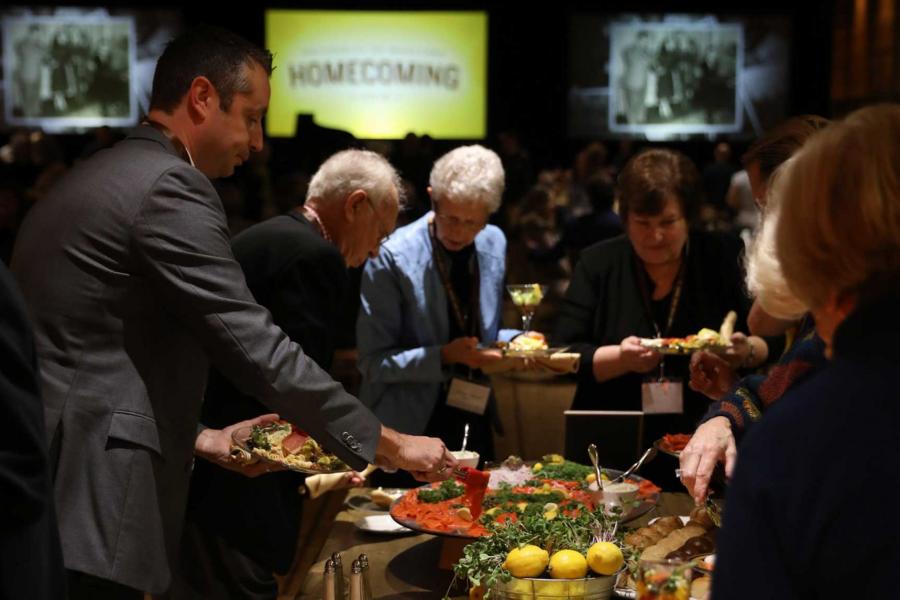 members of the retirees association at a homecoming event.