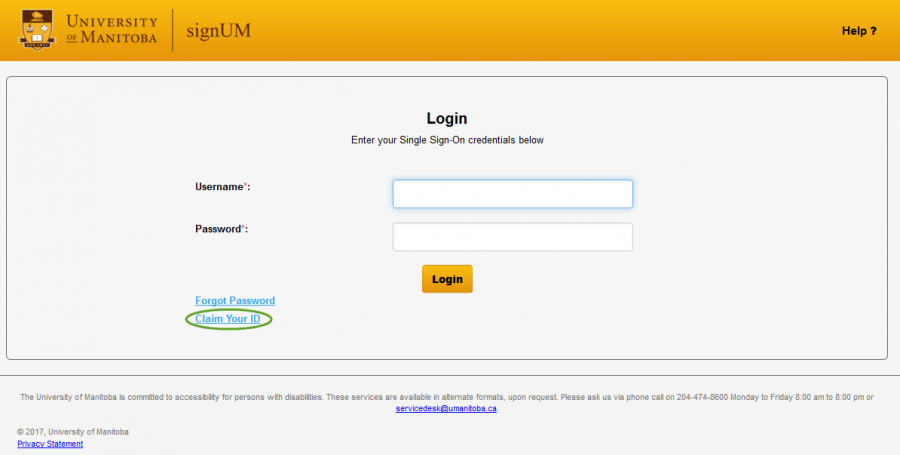 Circle annotating the claim your ID link.